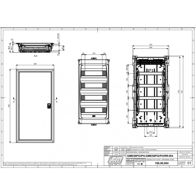 Coffret Gold Metal Encastrable Porte M Tallique Ip X Modules Barre