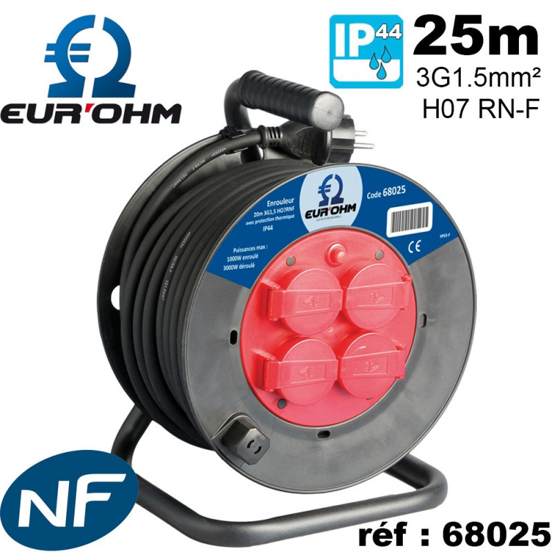 Enrouleur électrique étanche 4 prises IP44 1.5/2.5mm² 20-40m H07 RN-F