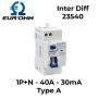 Interrupteur différentiel 1P+N - 40A - 30 mA - Type A EUR'OHM