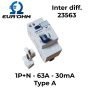 Interrupteur différentiel 1P+N - 63A - 30 mA - Type A EUR'OHM