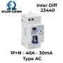 Interrupteur différentiel 1P+N - 40A - 30 mA - Type AC EUR'OHM