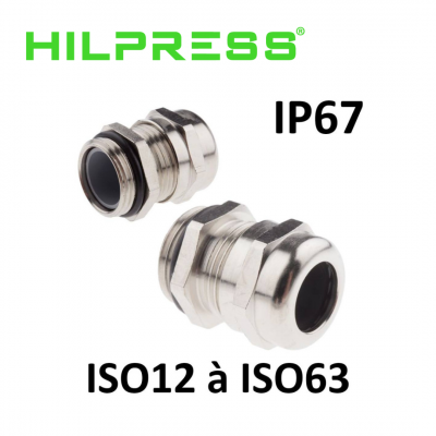 Presse étoupe laiton ISO IP67 + contre écrou HILPRESS