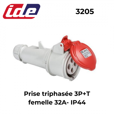 Prise triphasée femelle 32A IP44 ou IP67 IDE