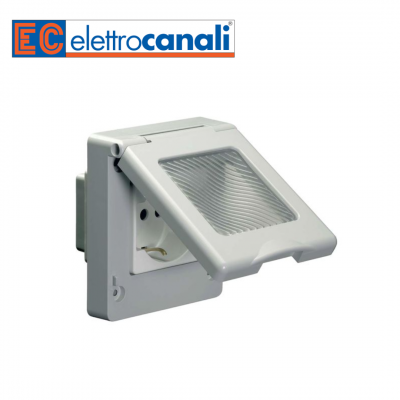 Prise française sur support avec capot 2P+T 16A 220-250V IP55 ELETTROCANALI