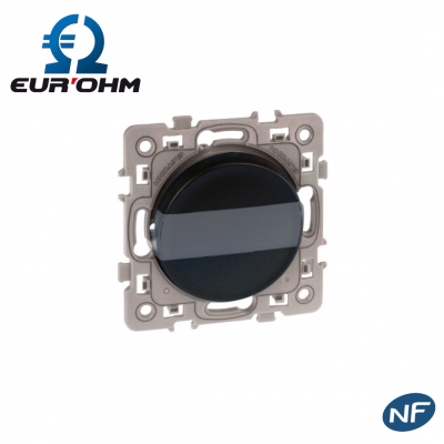 Bouton poussoir à fermeture avec porte étiquette anthracite SQUARE EUR'OHM