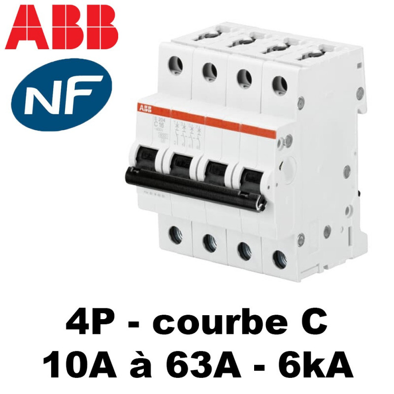 Disjoncteur 3P+N tétrapolaire NF courbe C 6KA ABB dès 55.87€ HT