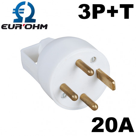 Fiche électrique male 3P+T entrée de câble à droite à 8.72€