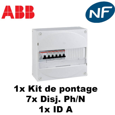 Coffret électrique pré-équipé avec disjoncteurs phase neutre 3kA ABB