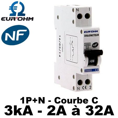 Disjoncteur Phase Neutre 3KA Courbe C Eurohm EUR'OHM