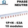 Peigne horizontal 1P+N pour interrupteur différentiel 40A et 63A EUR'OHM