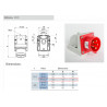 Socle mâle en saillie tétrapolaire 16A 380V étanche IP44 ou IP67 IDE